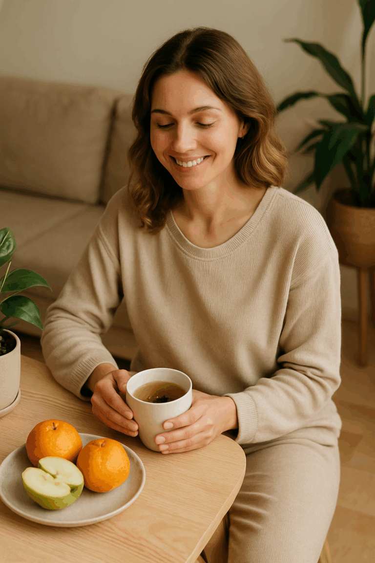 Balanced weight loss concept with healthy food and mindful eating habits